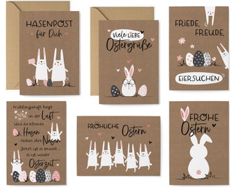 12er Postkarten Set - 8 Postkarten, 4 Klappkarten mit Umschlägen - Grußkarten Ostern