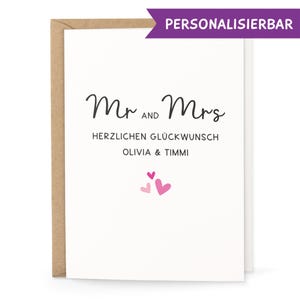 Hochzeitskarte personalisiert | Mr & Mrs Karte zur Hochzeit mit Namen | Moderne Hochzeit Geschenk Karte