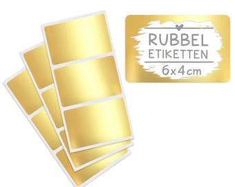 Rubbelaufkleber Gold glänzend 6x4 cm - Gold metallic