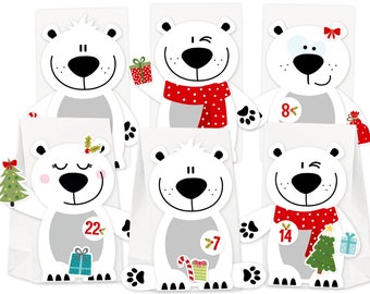 Adventskalender Eisbär zum Befüllen & Basteln DIY Komplettset für Kinder kein Kleber und keine Schere notwendig Weihnachtskalender