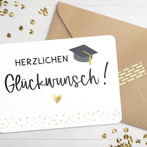 Glückwunschkarte Abschlussprüfung, goldfoliert, Karte mit Umschlag, Abitur, Studium, Bachelor, Made in Germany