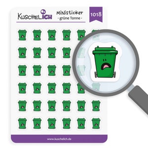 Kalender Aufkleber grüne Tonne Bio-Müll Erinnerung Stickerbogen Planer Bujo Bild 1