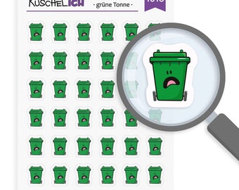 Kalender Aufkleber grüne Tonne Bio-Müll Erinnerung Stickerbogen Planer Bujo