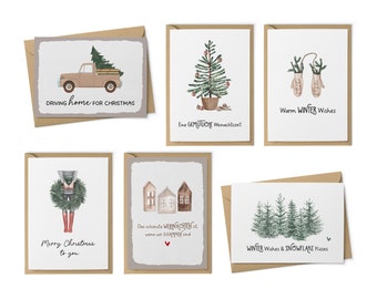 Christmas cards set 10 designs + envelopes - ideal as a greeting card or postcard