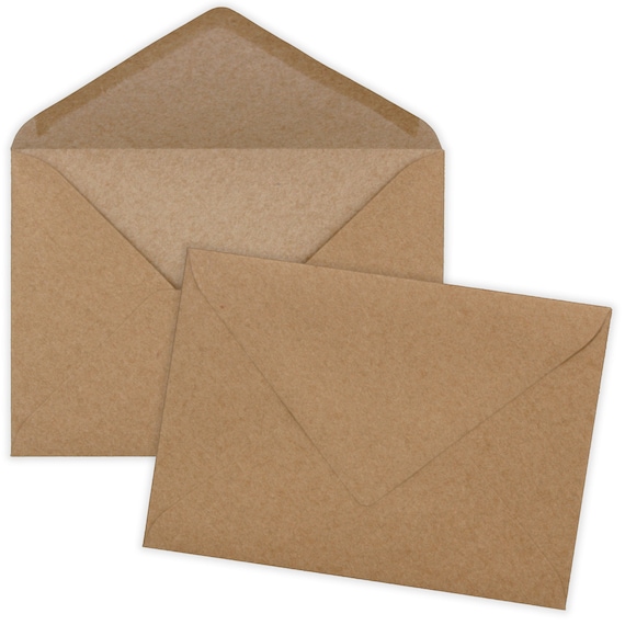 Briefumschläge aus Recycling Kraftpapier C6 - Kuverts ohne Fenster nassklebend - ideal für Hochzeit