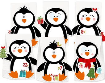 Adventskalender Pinguin zum Befüllen & Basteln DIY Komplettset für Kinder kein Kleber und keine Schere notwendig Weihnachtskalender