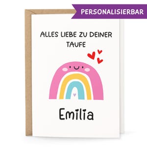 Personalisierte Taufkarte mit Name – Klappkarte inkl. Umschlag – Glückwunschkarte zur Taufe für Mädchen & Jungen