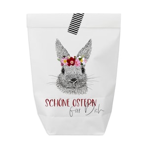6x Ostertüte "Schöne Ostern für Dich" mit Aufkleber zum Verschließen 6 Stück Kraftpapiertüten