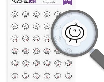 Hoja de pegatinas "Cozymojis" 6 emojis de diferentes estados de ánimo pegatinas planificador calendario de diario de viñetas