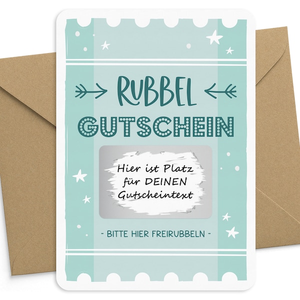 Rubbelkarte Gutschein zum Selber Beschriften - Ideal als Geburtstagsgeschenk