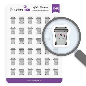 Sticker Sheet schwarze Tonne Kalender Aufkleber Müll