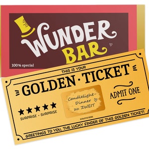 Rubbelkarte Golden Ticket zum selber Beschriften Gutschein Rubbellos