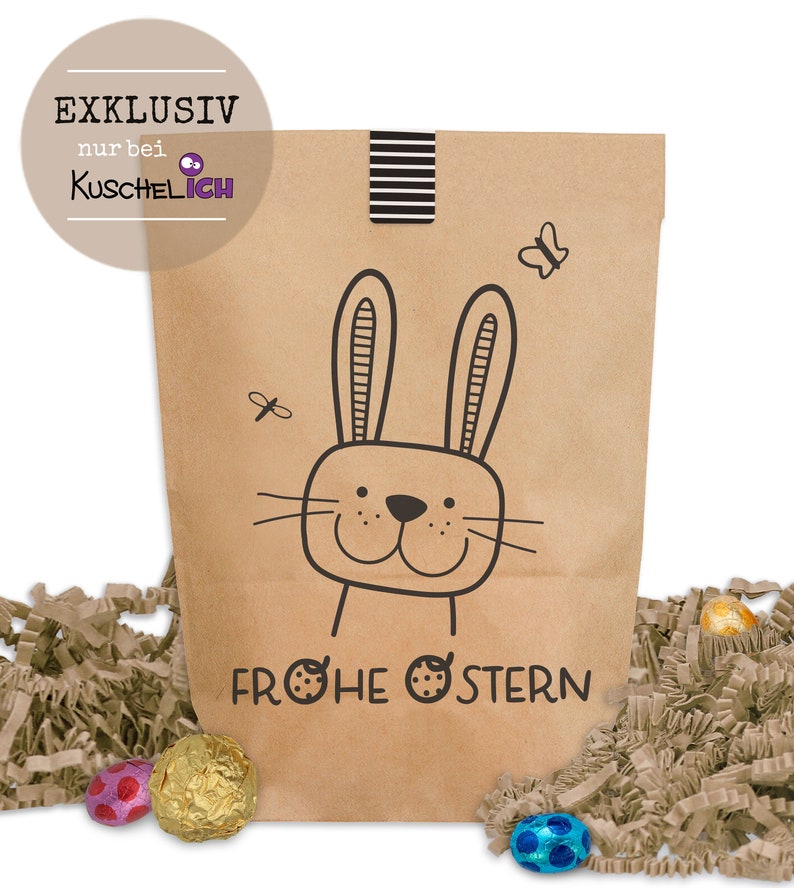 6 Easter bags Happy Easter with stickers for closing kraft paper 2 sizes image 2