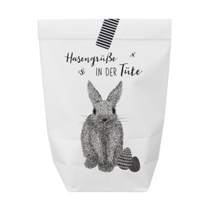 Ostertüte "Hasengrüße in der Tüte" mit Aufkleber zum Verschließen 6 Stück Kraftpapiertüten