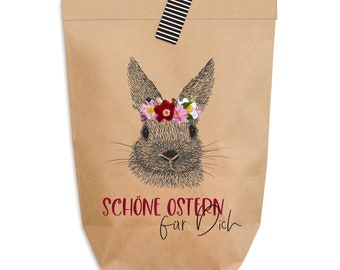 6x Ostertüte "Schöne Ostern für Dich" mit Aufkleber zum Verschließen 6 Kraftpapiertüten