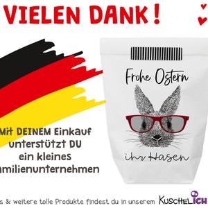 6x Ostertüte Frohe Ostern Ihr Hasen mit Aufkleber zum Verschließen 6 Stück Kraftpapiertüten Bild 5