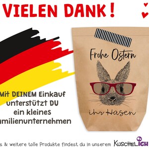 6x Ostertüte Frohe Ostern Ihr Hasen mit Aufkleber zum Verschließen 6 Stück Kraftpapiertüten Bild 2