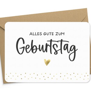 Geburtstagskarte Alles Gute zum Geburtstag goldfoliert mit Kraftpapierumschlag