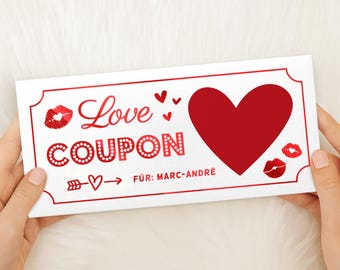 Rubbelkarte Love Coupon personalisiert – romantisches Rubbellos, foliert mit Umschlag