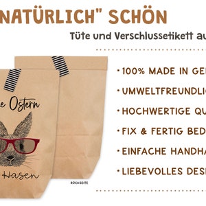 6x Ostertüte Frohe Ostern Ihr Hasen mit Aufkleber zum Verschließen 6 Stück Kraftpapiertüten Bild 5