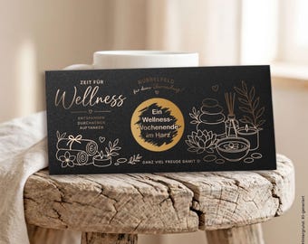 Scratch-off voucher for wellness treatments, customizable, with foil embossing, DL size