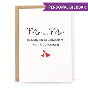 Personalisierte Hochzeitskarte Mr & Mr • LGBTQ+ Hochzeit Karte Männer • Gay Wedding Karte mit Wunschnamen