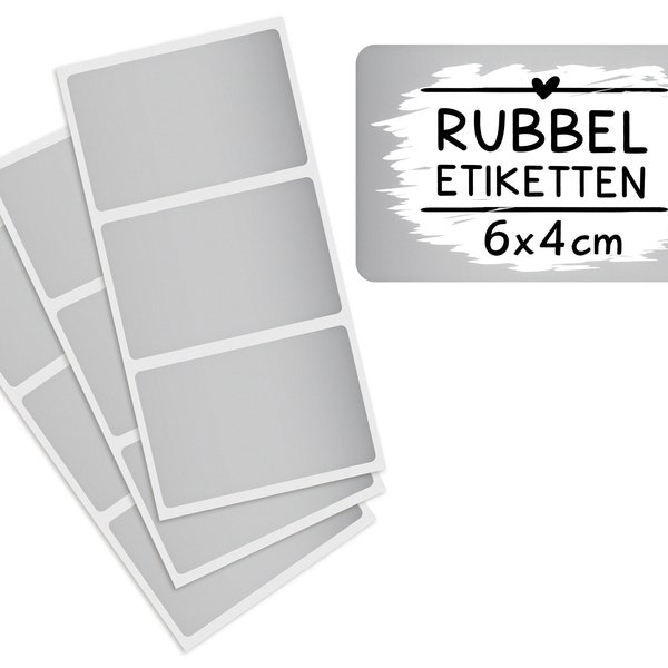 50 Rubbeletiketten zum Aufkleben, silber 6x4 cm - Rubbelaufkleber Scratch Off Sticker