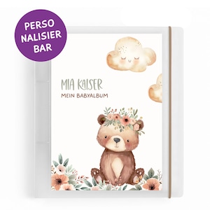 Personalisiert Babyalbum Ordner A5 – Ringordner mit Gummiband & Wechselcover – Erinnerungsordner Schule Kindergarten – Made in Germany