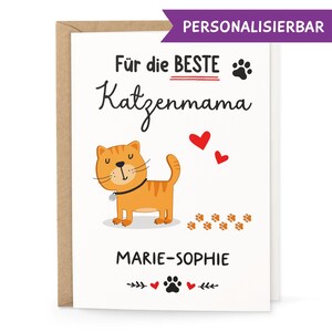 Personalisierte Grußkarte „Beste Katzenmama“ mit Umschlag – Geschenk für Katzenliebhaberinnen