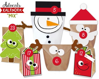 DIY Adventskalender MIX zum Befüllen - Kinderleicht Basteln ohne Schere und Kleber