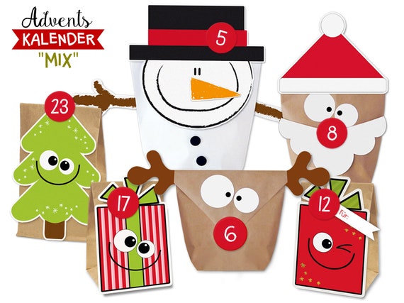 Adventskalender Tüten Set Zum Selber Befüllen - 24 Stück Mit Zahlenaufklebern Und Juteschnur