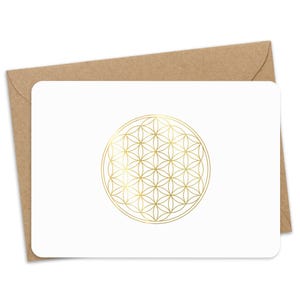 Karte "Blume des Lebens" Postkarte Gold foliert Grußkarte mit Umschlag