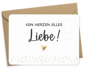 Karte "von Herzen alles Liebe!" mit Briefumschlag Dankeskarte