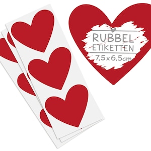 10 Rubbeletiketten zum Aufkleben Herz rot - Rubbelaufkleber Scratch Off Sticker