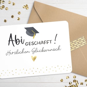 Abikarte Abschlussprüfung goldfoliert, Glückwunschkarte Abitur hochwertige Qualität mit Umschlag, Karte Abitur Made in Germany