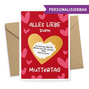 Rubbelkarte Muttertag personalisierbar Rubbelgutschein Rubbellos mit Umschlag