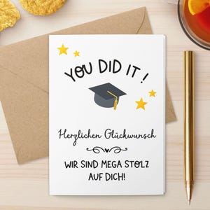 Abschlußkarte Abitur & Bachelor | Glückwunschkarte Abschluss Master MBA | Klappkarte mit Umschlag Made in Germany