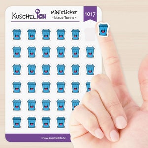 Blaue Tonne Sticker für Kalender & Bullet Journal – Müllabfuhr Planer Aufkleber – Recycling Altpapier – Papier-Sticker – Planersticker