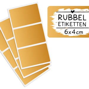 50 Rubbeletiketten zum Aufkleben, gold 6x4 cm - Rubbelaufkleber Scratch Off Sticker
