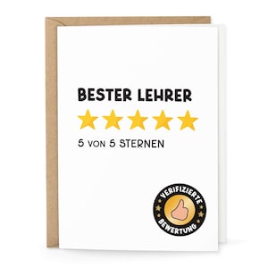 Karte "Bester Lehrer" mit Umschlag Dankeskarte Abi Schulabschluß Ausbildungsende