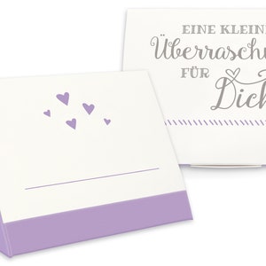 Geschenkschachtel Geschenkbox Gastgeschenk Tischkarten Namenskarte Platzkarte weiß-flieder