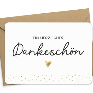 Karte Ein herzliches Dankeschön goldfoliert mit Kraftpapierumschlag Dankeskarte