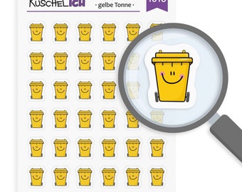 Sticker Sheet Kalender Aufkleber gelbe Tonne Müll Erinnerung