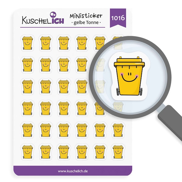 Sticker Sheet Kalender Aufkleber gelbe Tonne Müll Erinnerung