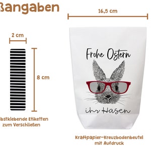 6x Ostertüte Frohe Ostern Ihr Hasen mit Aufkleber zum Verschließen 6 Stück Kraftpapiertüten Bild 3