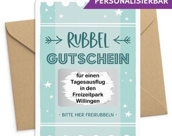 Rubbelgutschein personalisierbar Rubbelkarte mit Umschlag Gutschein zum Rubbeln