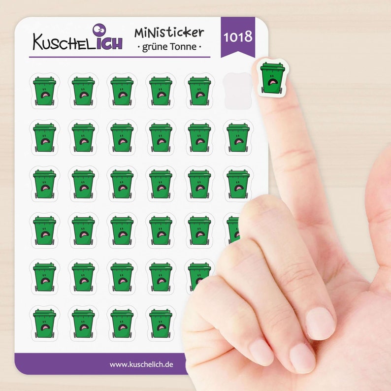 Kalender Aufkleber grüne Tonne Bio-Müll Erinnerung Stickerbogen Planer Bujo Bild 3