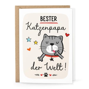 Klappkarte „Bester Katzenpapa der Welt“ – Lustige Grußkarte mit Katzenmotiv, Geschenk für Katzenliebhaber