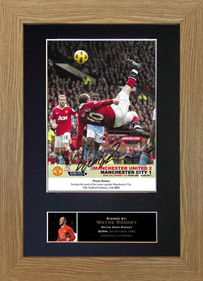 Wayne Rooney Overhead Goal Soccer Signed Autographed A4 Photo Print Poster Gift