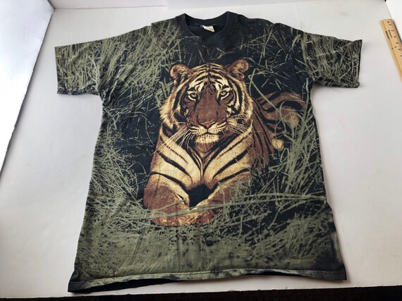 Vintage 90s Radical Nature Tiger All Over Print T-shirt Mens XL 